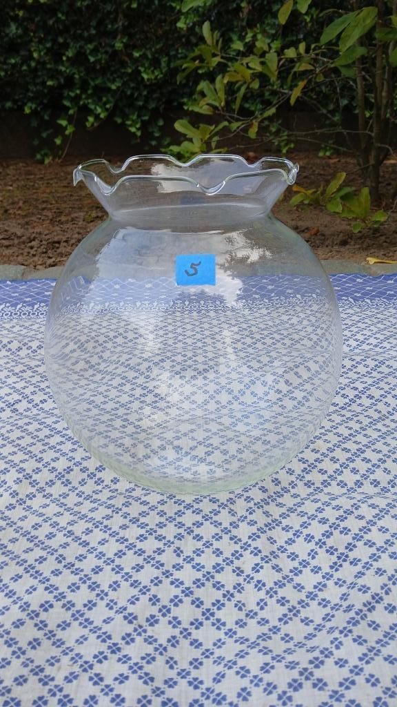 visbokaal,viskom-glas rond-doormeter midden23-boven 16-H26, Dieren en Toebehoren, Ophalen, Gebruikt