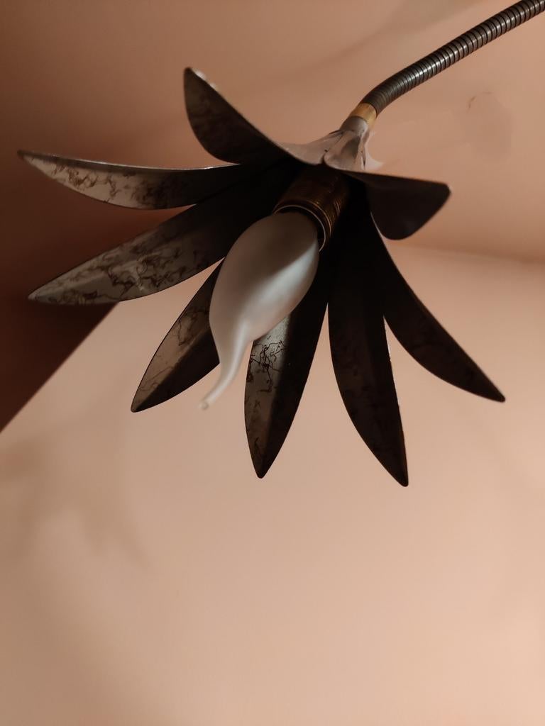 Superbe plafonnier vintage, motif floral/lotus (3 bras), Enlèvement