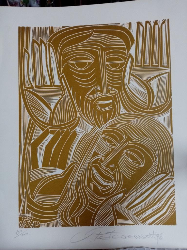 Linosnede van de Nederlandse grafisch ontwerper Wim Van Pete, Ophalen