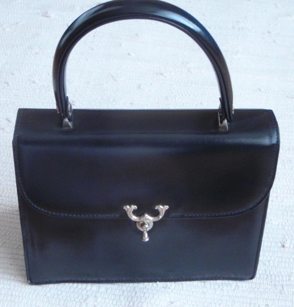 Donkerblauwe, vintage handtas - goede staat!, Handtassen en Accessoires, Ophalen, Handtas
