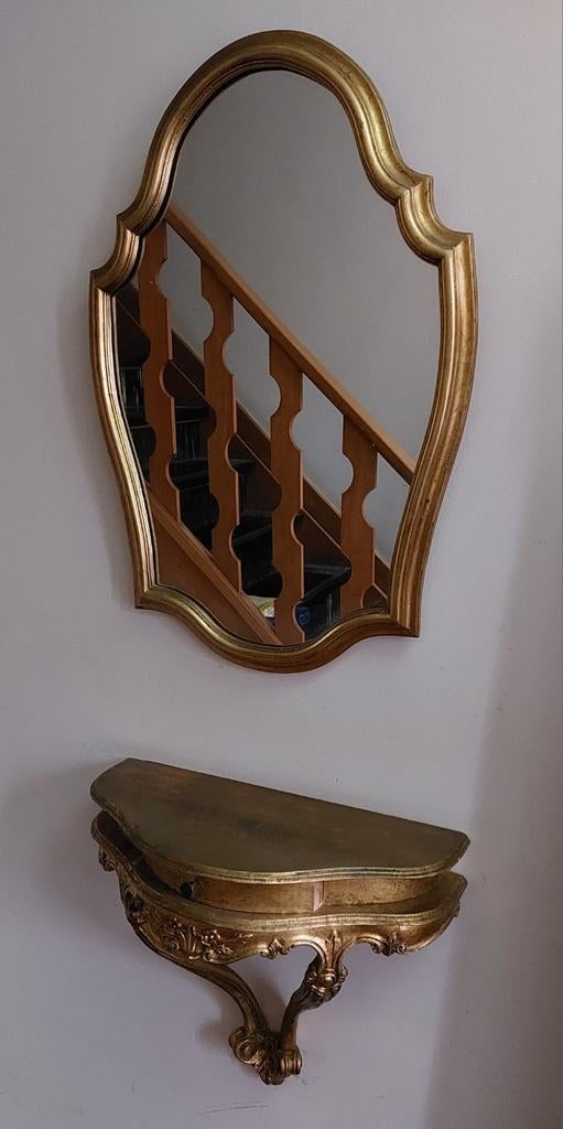 Wandconsole met bijpassende gouden spiegel, Ophalen