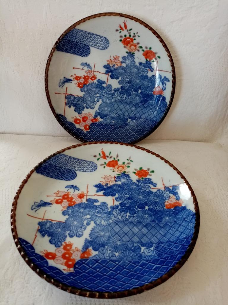 Paar Japanse Igezara porseleinen borden 1900s 24,5 cm, Ophalen of Verzenden