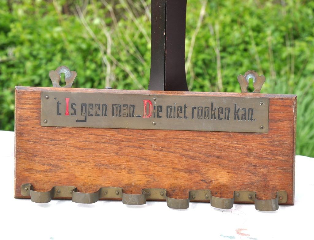 porte pipe en bois et cuivre texte neerlandais, Enlèvement ou Envoi, Utilisé, Autres types