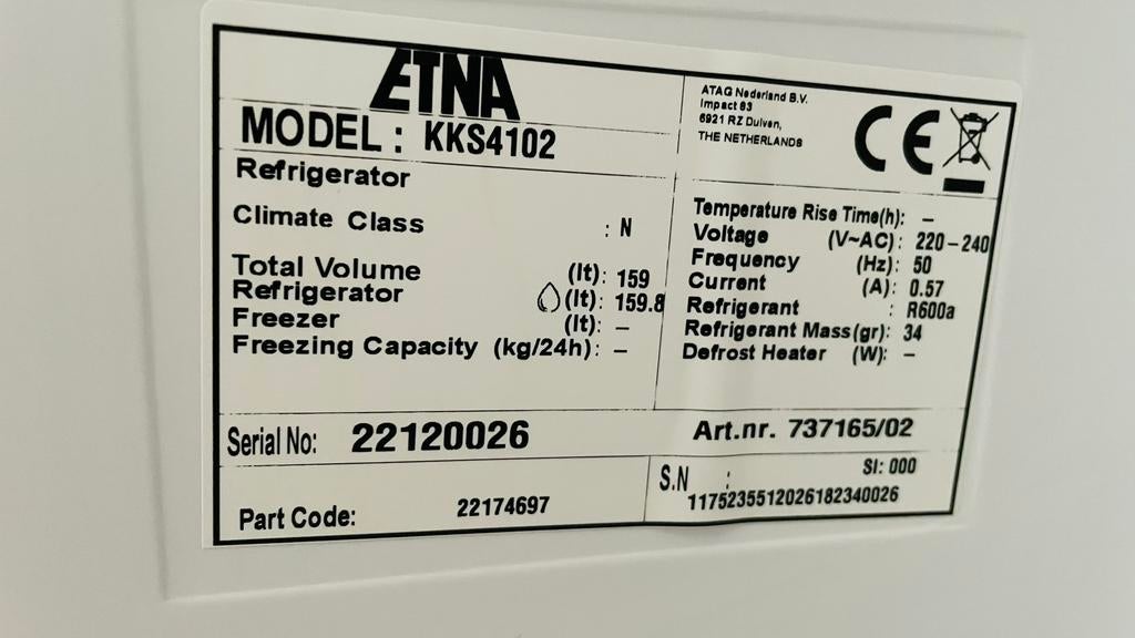 Inbouwkoelkast Etna (ATAG), Ophalen, Zo goed als nieuw