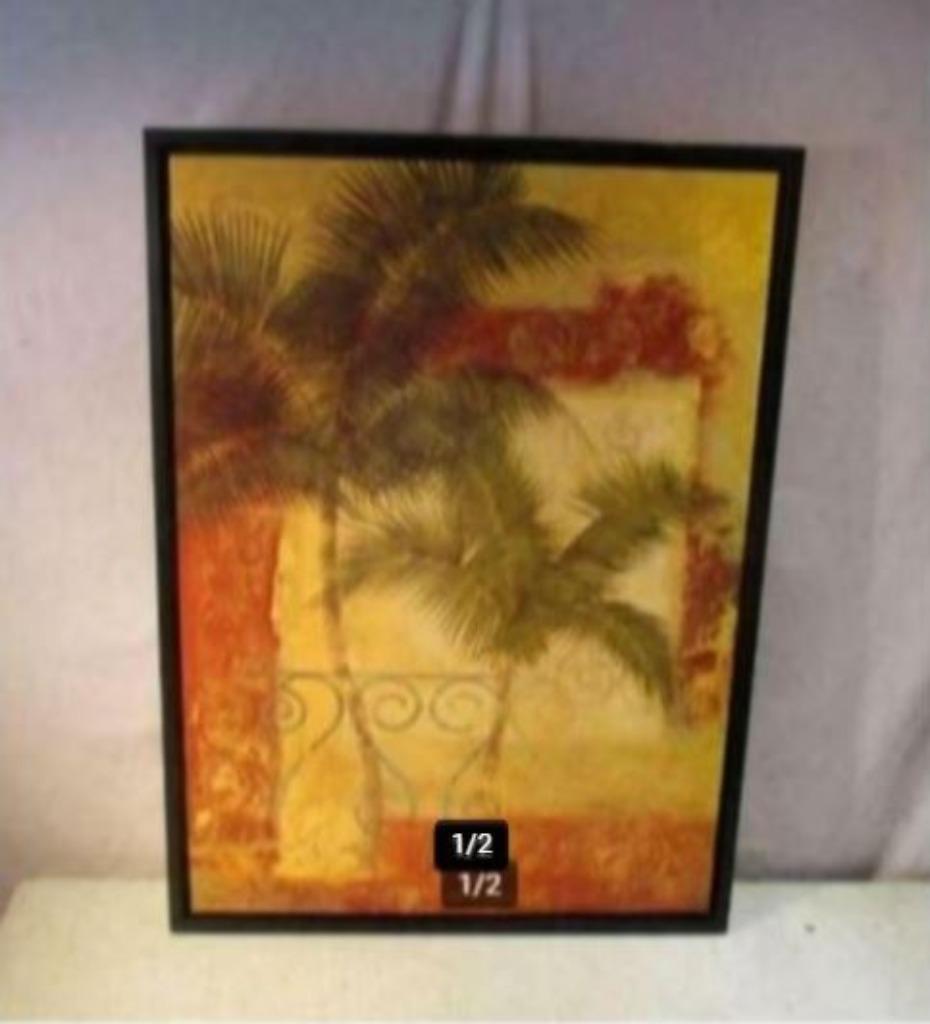 Prachtige Decoratieve Artprint 'Palmbomen - F de Villeneuve, Ophalen of Verzenden, Zo goed als nieuw, Print, Oorspronkelijke maker