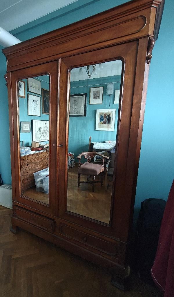 Armoire à miroirs Acajou, XIXe siècle, Maison & Meubles, Avec espace de penderie, 150 à 200 cm, Enlèvement, 100 à 150 cm