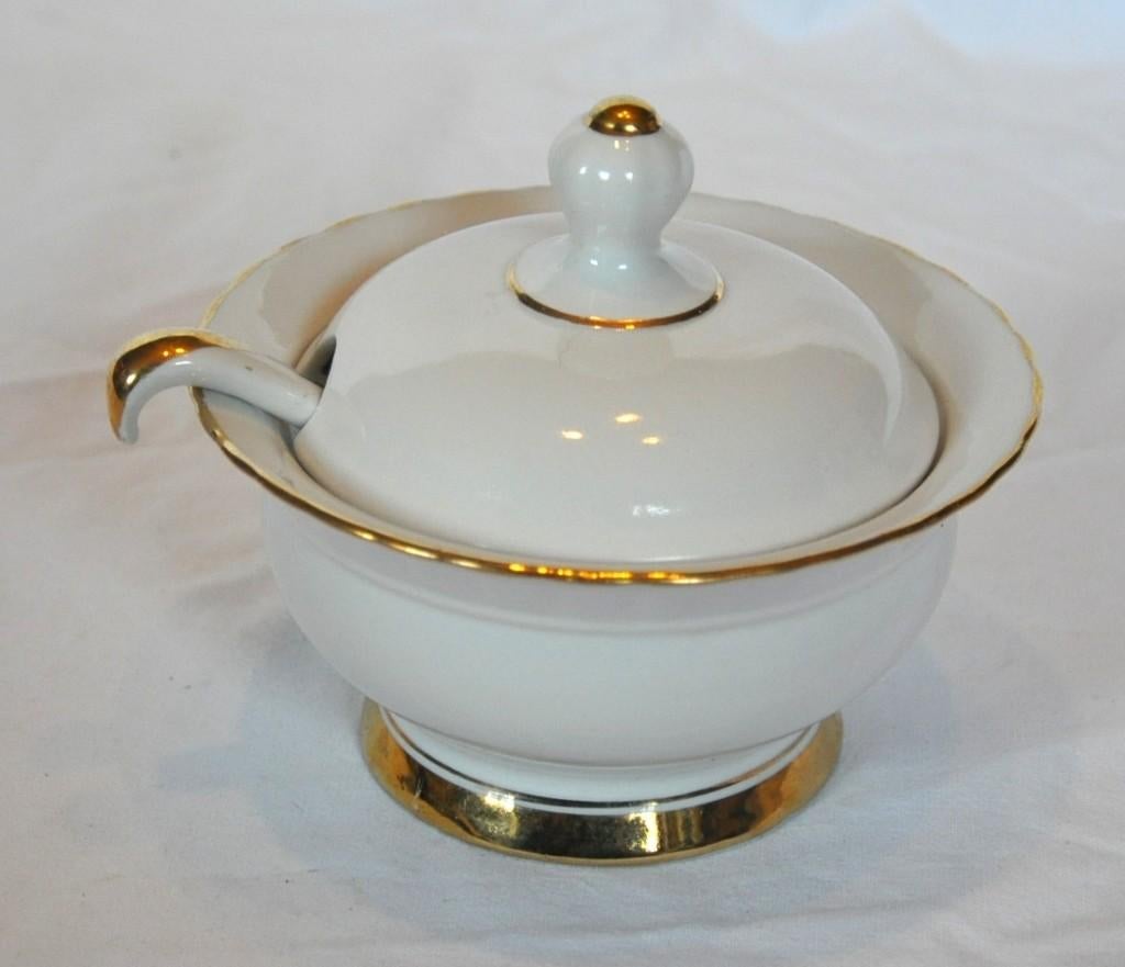 confiturier en porcelaine avec sa cuillère, Enlèvement ou Envoi