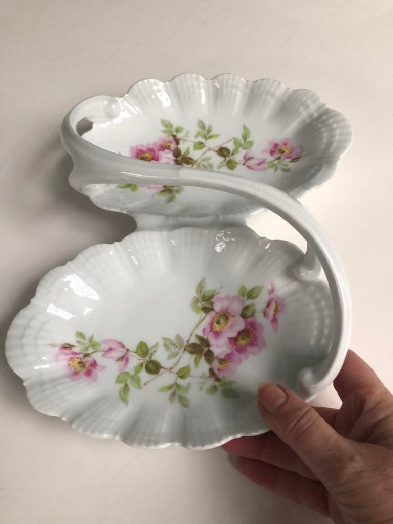 Vintage Limoges dubbele schaal, Enlèvement ou Envoi