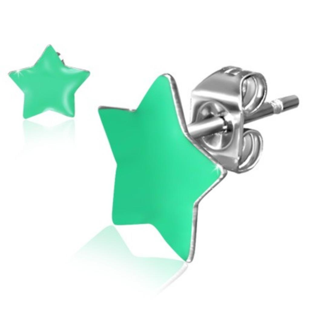 Ster groen oorstekers in roestvrij staal, Handtassen en Accessoires, Oorbellen, Ophalen of Verzenden, Nieuw, Groen