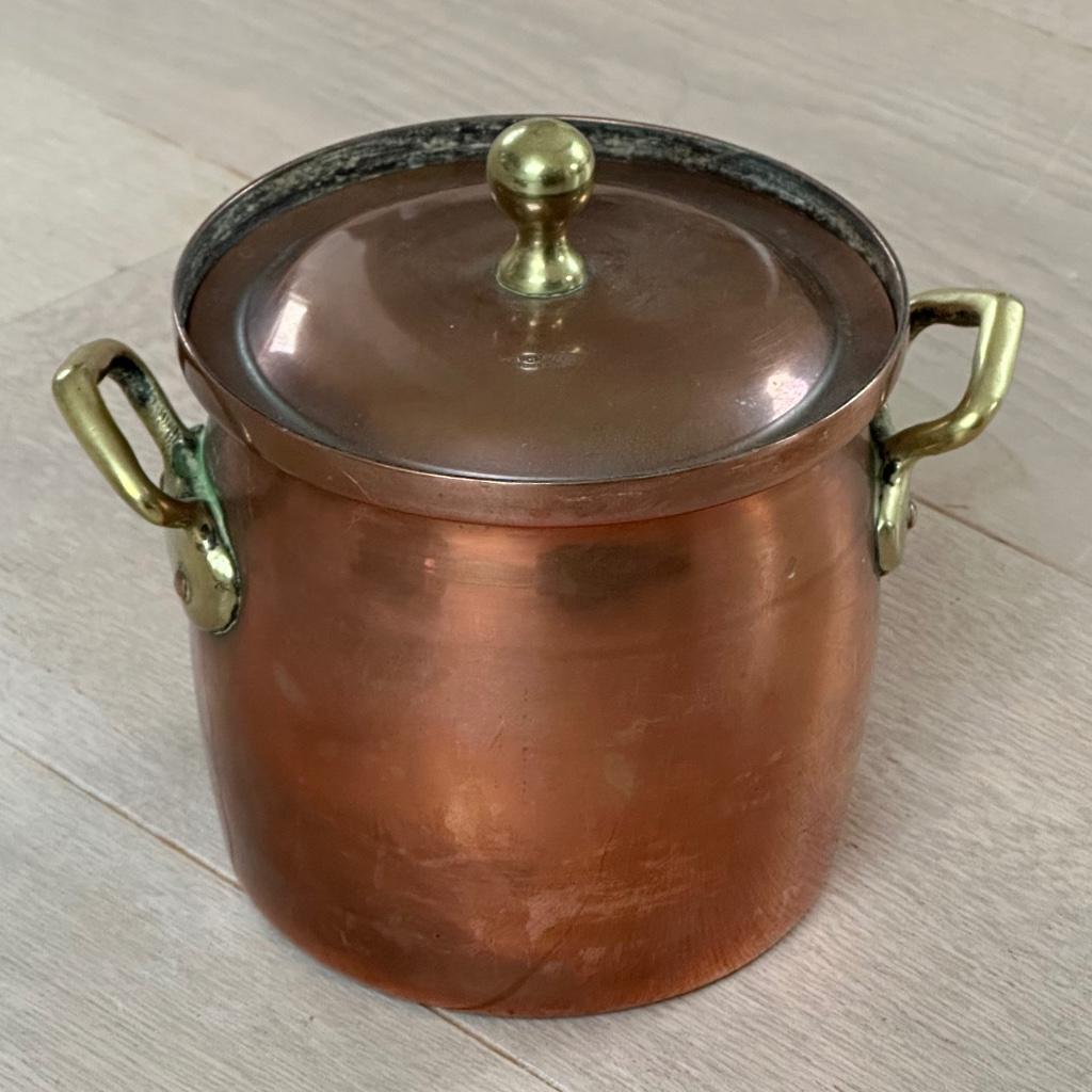 Marmiton ancien en cuivre avec couvercle "H.Pommier", Enlèvement, Cuivre
