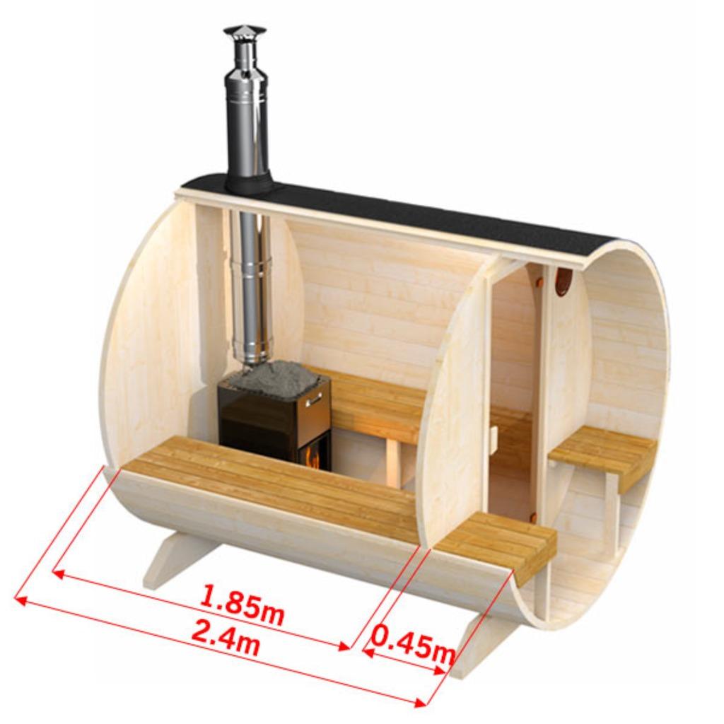 Barrelsauna 240 Thermowood, Gratis sauna installatie!, Ophalen of Verzenden, Nieuw, Fins of Traditioneel, Complete sauna