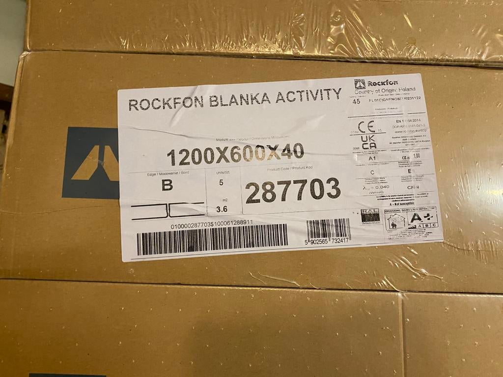 Rockfon blanka activity (akoestische panelen), Doe-het-zelf en Bouw, Isolatie en Afdichting, Ophalen, Nieuw, 4 tot 8 cm, 15 m² of meer