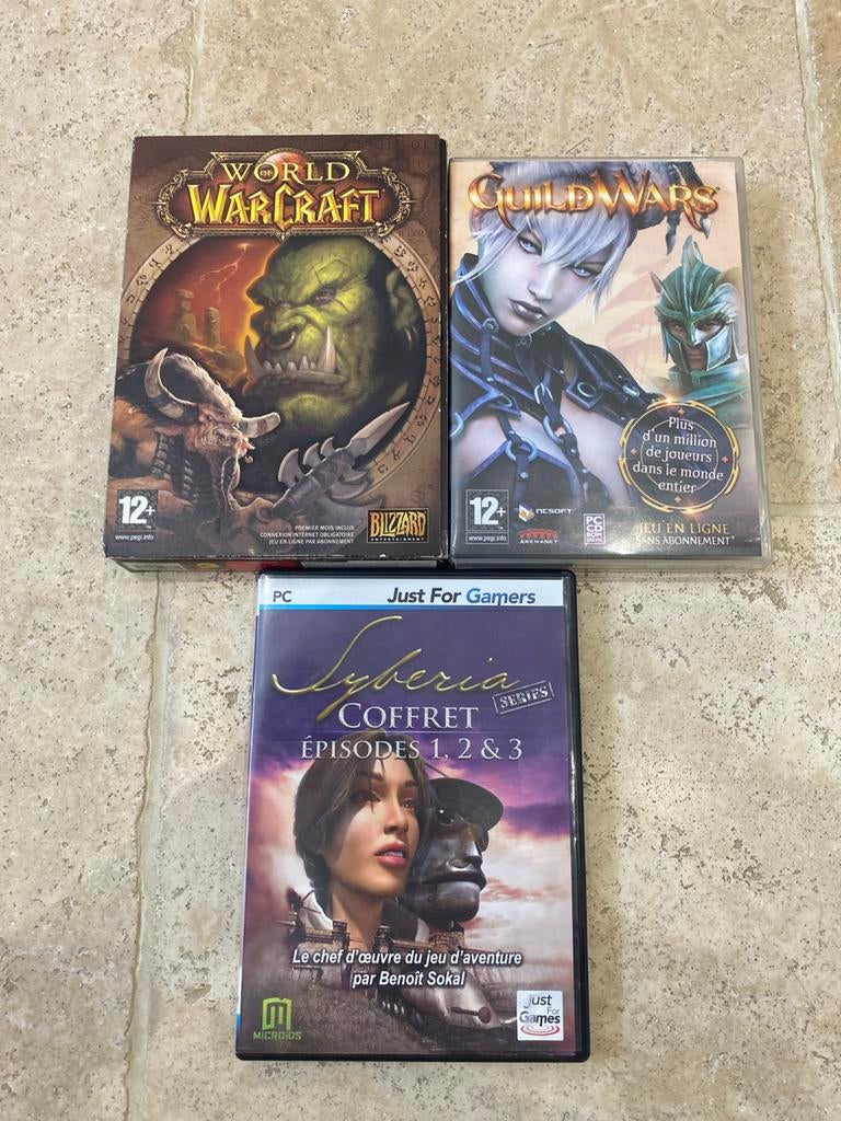 Lot de 3 jeux pc - Wow Horde 2005 - Guildwars - Syberia, Enlèvement ou Envoi, Utilisé