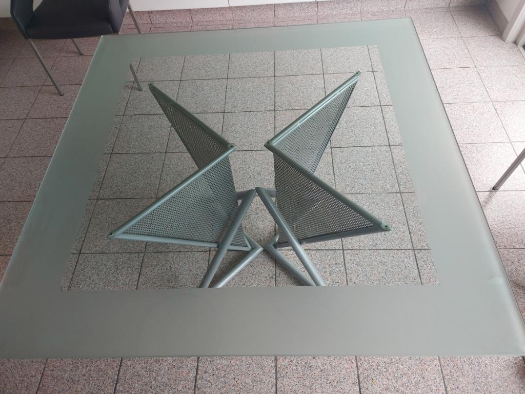 Glazen eettafel, Huis en Inrichting, Tafels | Eettafels, Ophalen, Gebruikt, Vierkant, Glas