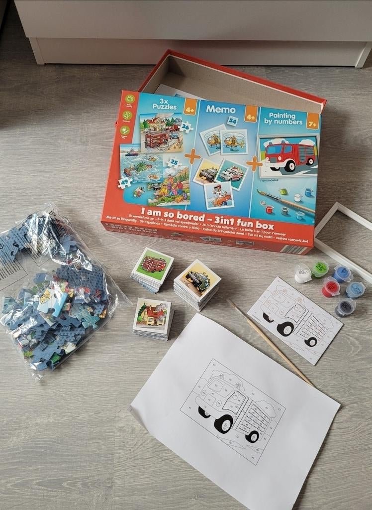 3 in 1 fun doos: puzzel, memo en schilderen, Ophalen of Verzenden, Nieuw