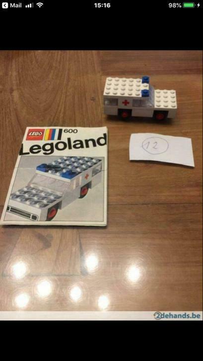 Lego land Nr 600. Ambulance 1970 met plan vintage . €10,00, Enlèvement, Lego