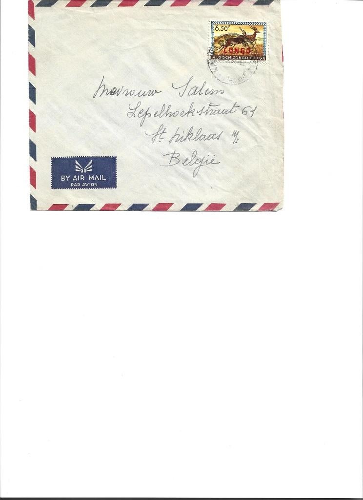 brief Belgisch Congo, Postzegels en Munten, Verzenden, Envelop