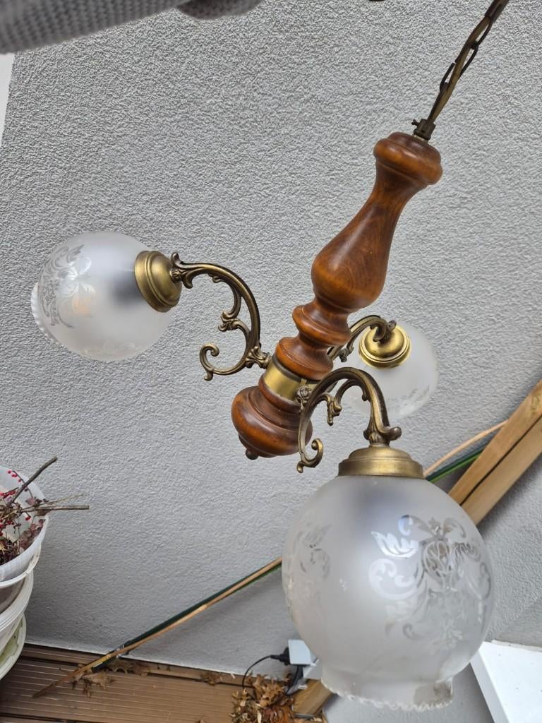 rusiteke kroonluchter met 3 armen, Ophalen, Gebruikt, Glas