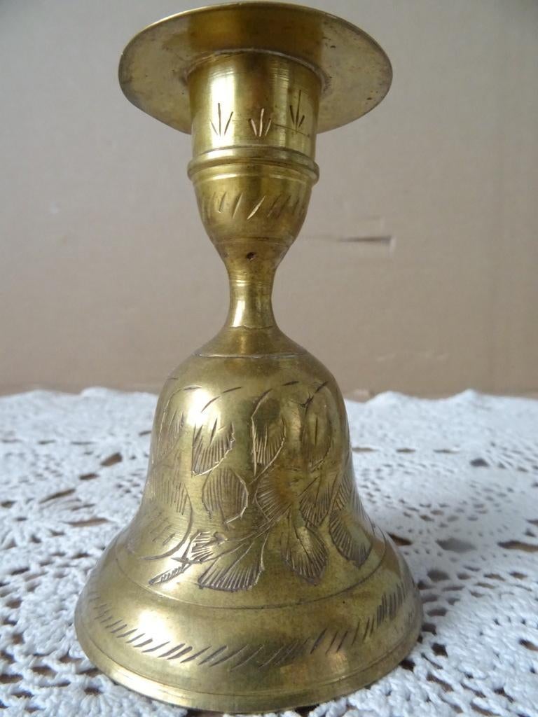 Vintage koperen bel vintage koperen bel kandelaar 9cm 1950, Antiek en Kunst, Curiosa en Brocante, Ophalen of Verzenden