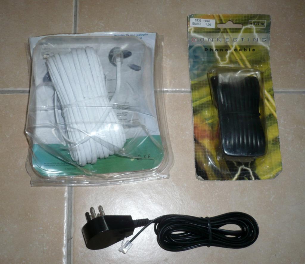 Set van 3 nieuwe telefoonkabels en telefoonaansluitingen, Ophalen of Verzenden, Nieuw