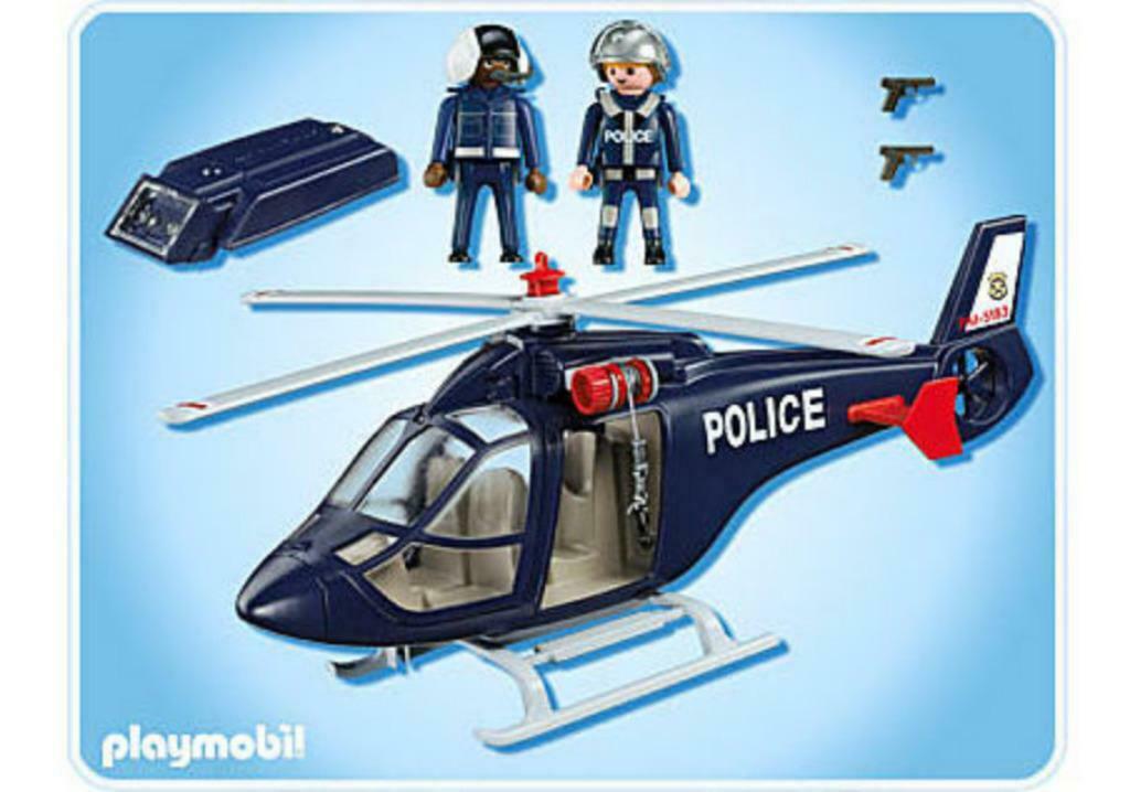 PLAYMOBIL City - Hélicoptère de police avec projecteur, Ophalen of Verzenden, Gebruikt, Complete set