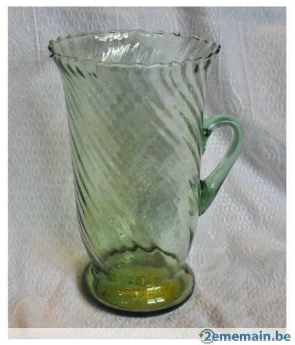 cruche en verre soufflet style ouraline, Antiquités & Art
