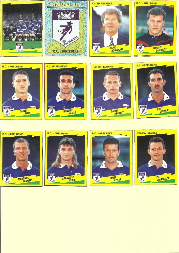 Panini Football 98 - RC Harelbeke - recup, Hobby & Loisirs créatifs, Enlèvement ou Envoi, Utilisé, Plusieurs autocollants