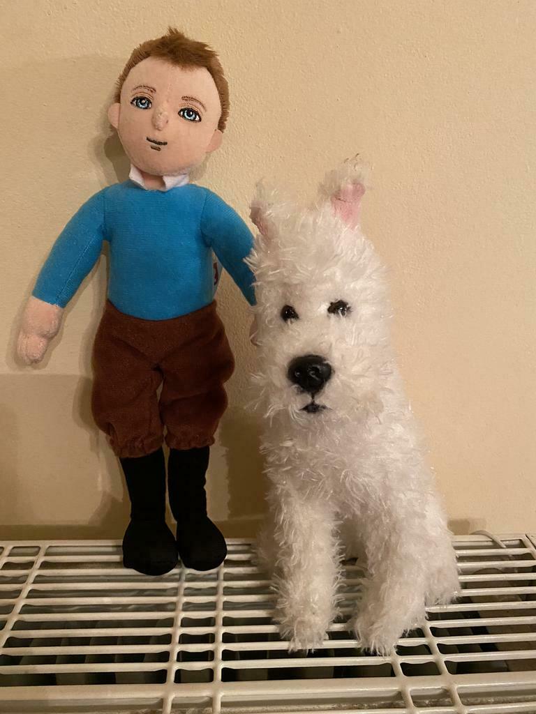2 anciennes figurines tintin tissus, Tintin, Comme neuf