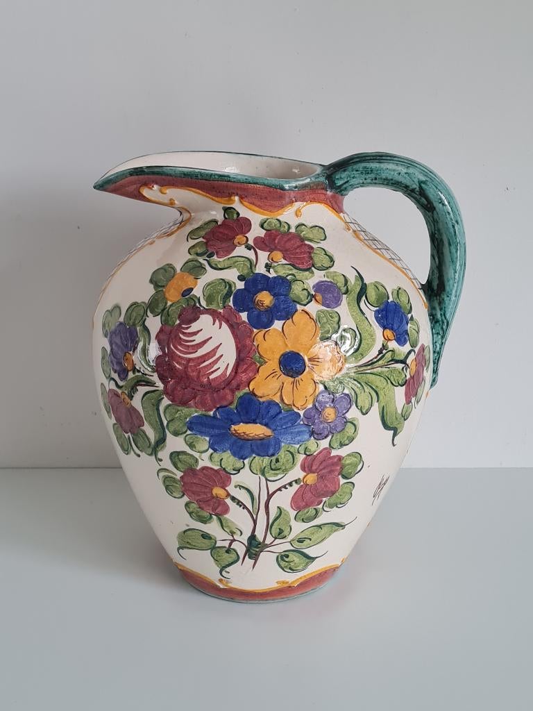 handgeschilderde vaas, karaf, kruik - gesigneerd 'RIGO', Antiquités & Art, Antiquités | Céramique & Poterie, Enlèvement ou Envoi