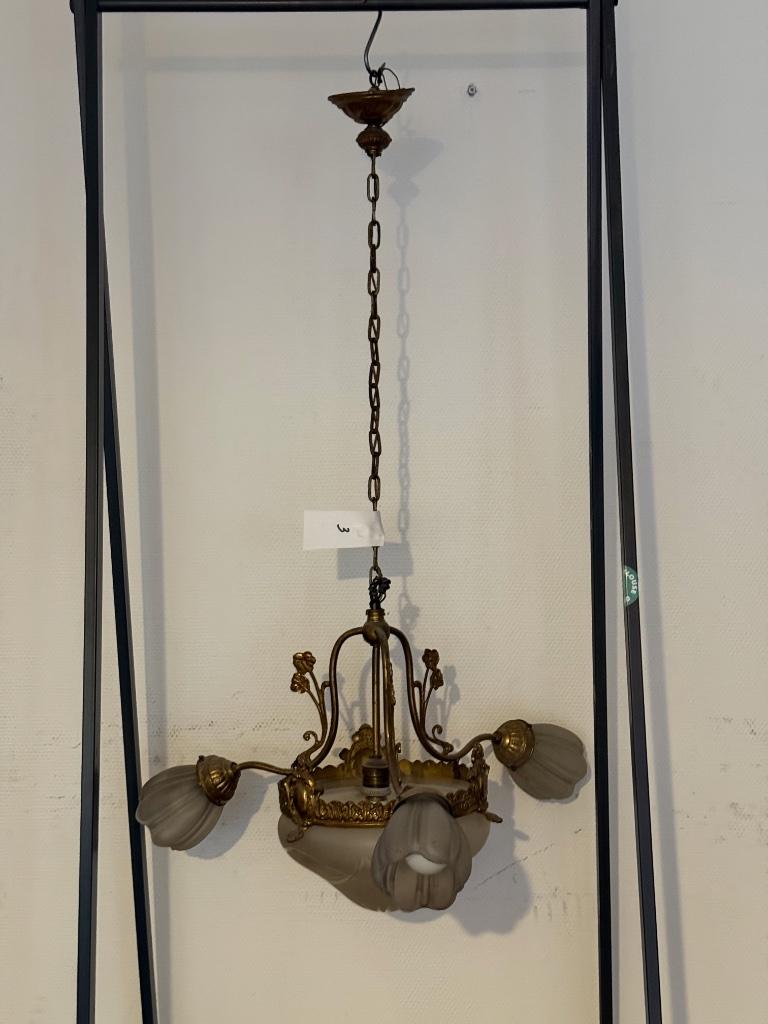 Antieke kroonluchter, Huis en Inrichting, Ophalen of Verzenden, Gebruikt, Glas