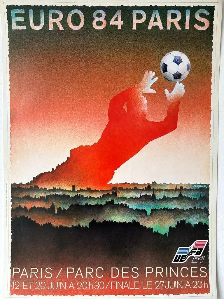 Orig. Vintage poster EURO 84 - France, Paris 1983 - 85 x 60, Antiek en Kunst, Ophalen of Verzenden
