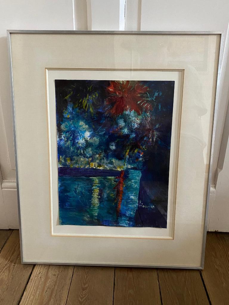 peinture sous verre signée R. MONDRIAN, Enlèvement ou Envoi