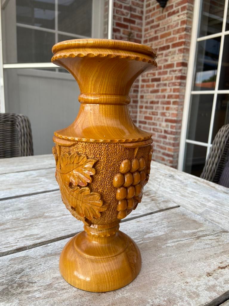 Vintage handgemaakte houten vaas, Enlèvement ou Envoi