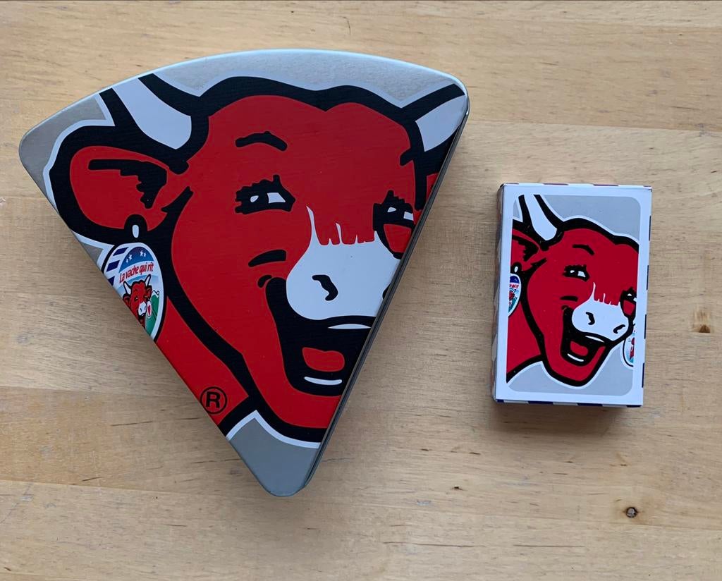 De Laughing Cow-doos en het kaartspel. Onberispelijke staat, Antiek en Kunst