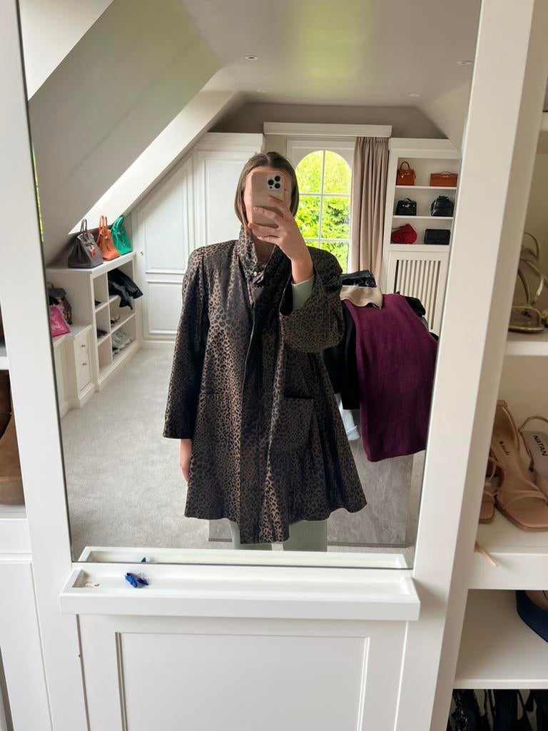 Manteau en fourrure et soie michel le jeune, Kleding | Dames, Ophalen of Verzenden, Zo goed als nieuw, Maat 42/44 (L), Bruin