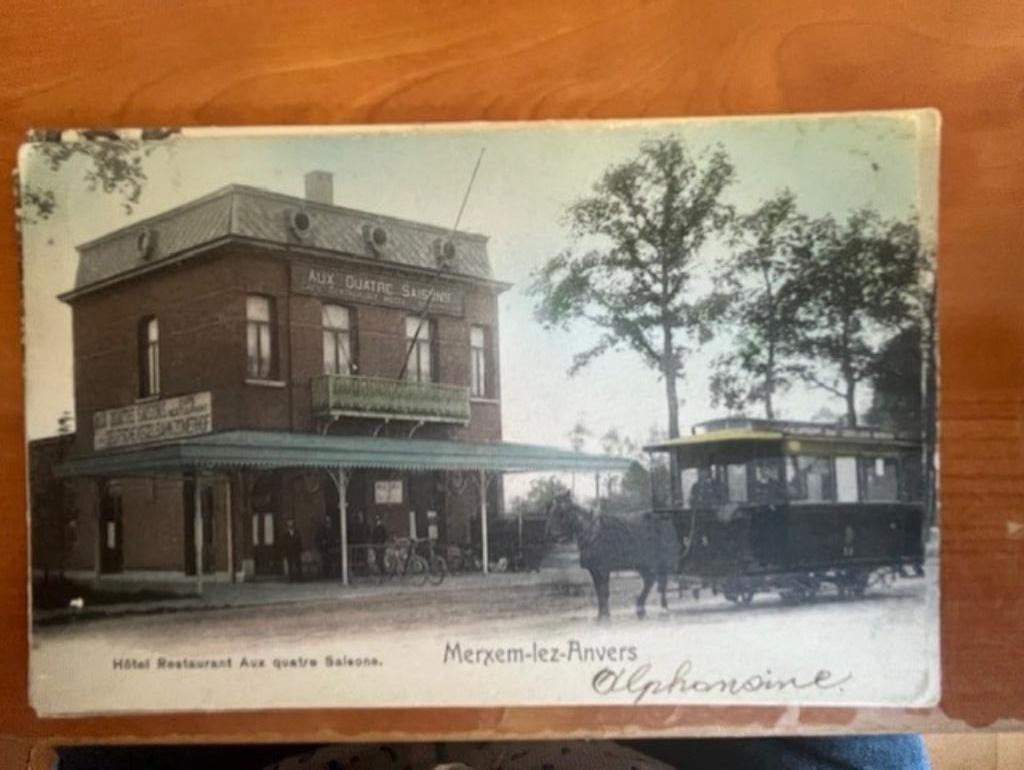 aux quatre saisons Merxem hotel café restaurant, Ophalen of Verzenden, Voor 1920, Gelopen, Antwerpen