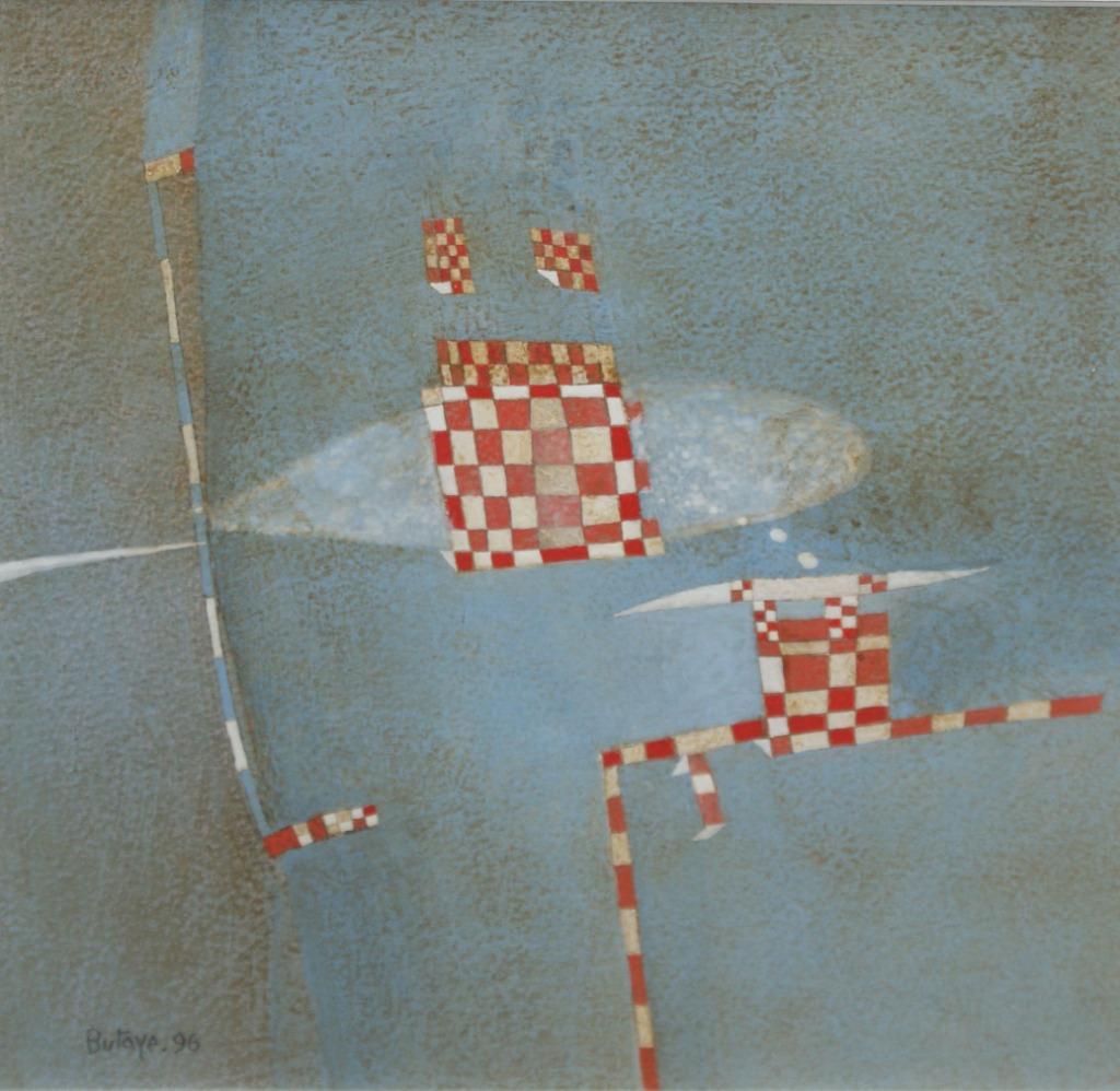 Jean-Marie Butaye (1945): Compositie 1996 (39 x 39 cm), Enlèvement ou Envoi