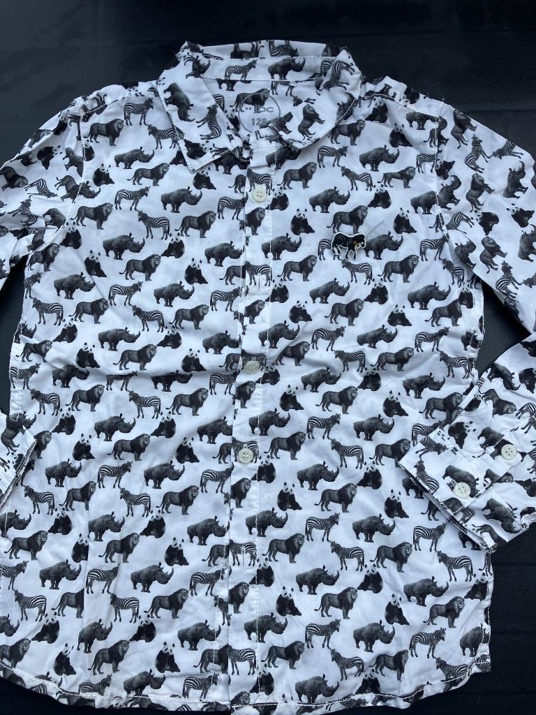 Leuk feesthemdje dieren 128, Gebruikt, Overhemd of Blouse, Ophalen of Verzenden, JBC.