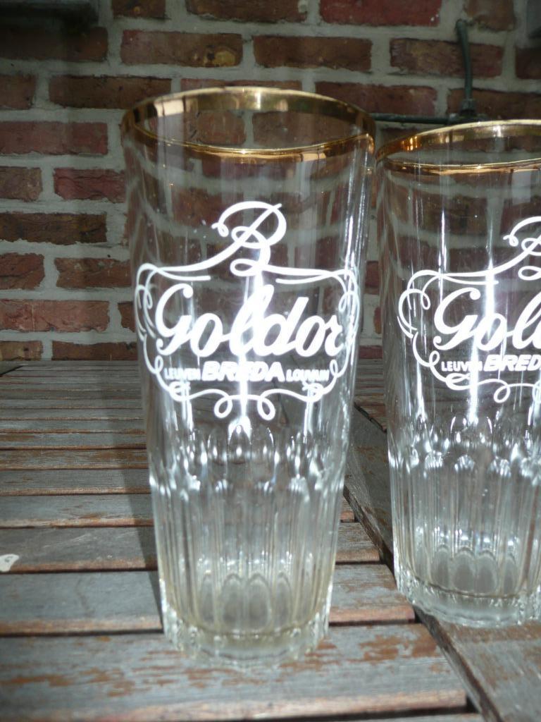 6  NIEUWE bierglazen Goldor Leuven Breda (onderkant geribd), Ophalen of Verzenden, Nieuw, Glas of Glazen, Overige merken
