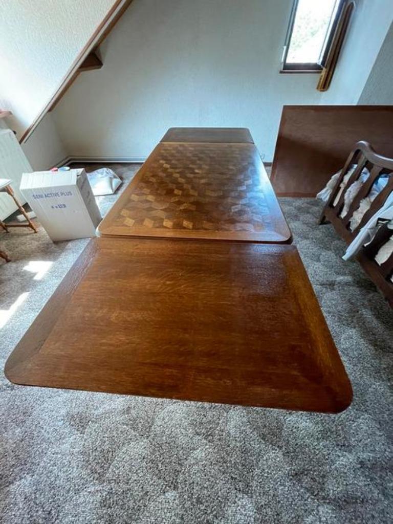 Ingelegde tafel in Louis Philippe-stijl met verlengstuk, Antiek en Kunst, Ophalen
