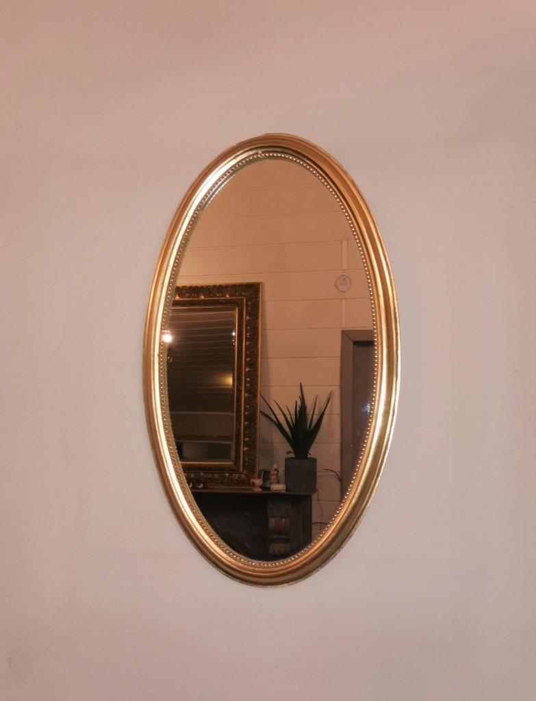 ancien petit miroir ovale doré L 52cm l 31cm, Enlèvement ou Envoi, Moins de 100 cm, Utilisé, 50 à 75 cm