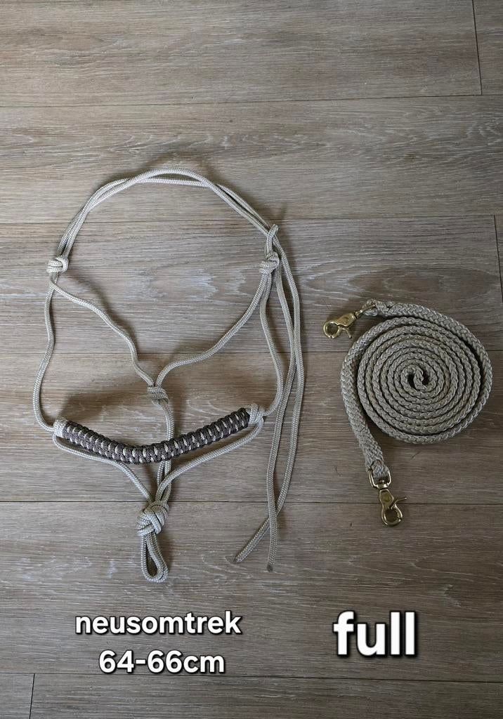 2 delige set touwhalster + teugels beige/bruin, Enlèvement, Comme neuf