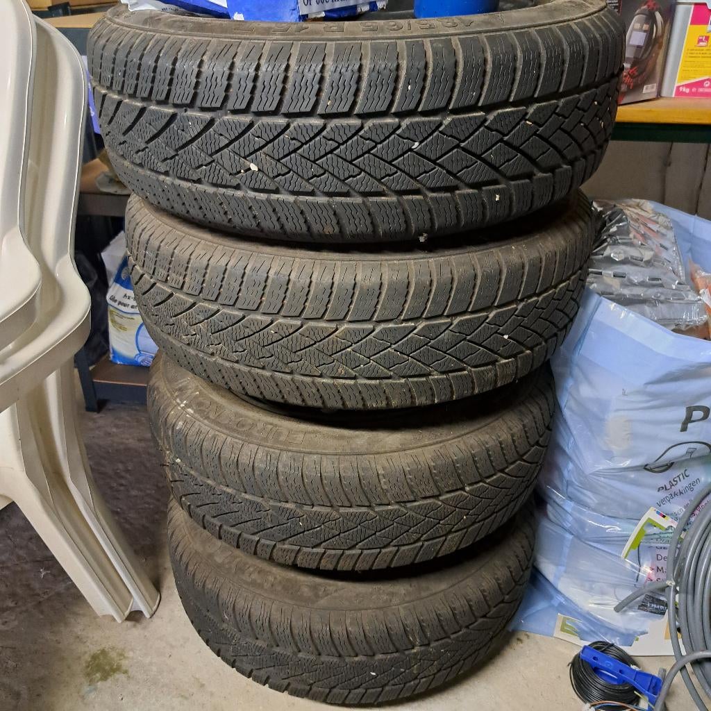 Winterbanden met stalen velgen, Auto-onderdelen, Banden en Velgen, Ophalen, Gebruikt, 15 inch, Velg(en)