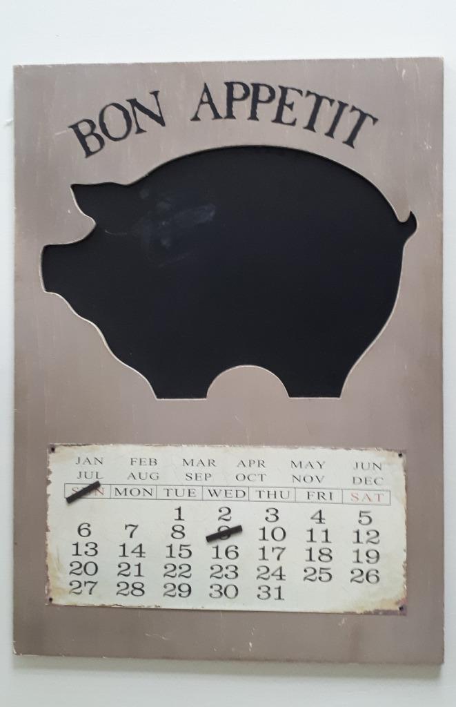 Prachtig memobord met kalender / varken, Huis en Inrichting, Woonaccessoires | Memoborden, Ophalen, Zo goed als nieuw, Krijtbord