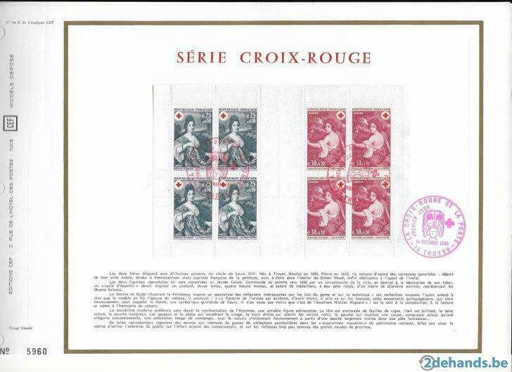 postzegels france- genummerd kunstbald- rode kruis., Ophalen of Verzenden