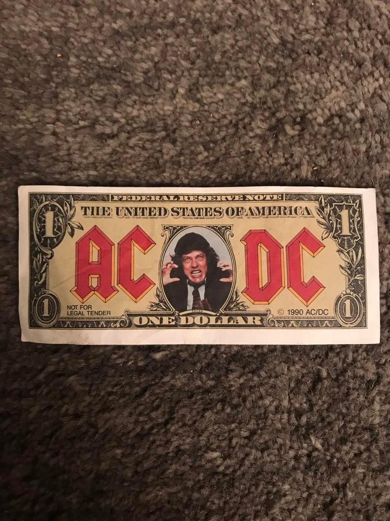 AC️⚡️DC  ACDC COLLECTORS-iTEM ONE DOLLAR BILL ANGUS YOUNG, Collections, Enlèvement ou Envoi
