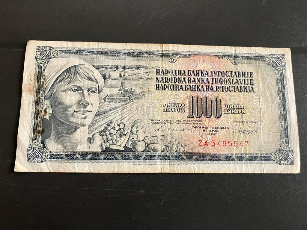 YOUGOSLAVIE 1000 DINAR joegoslavië, Postzegels en Munten, Bankbiljetten | Europa | Niet-Eurobiljetten, Ophalen of Verzenden, Joegoslavië