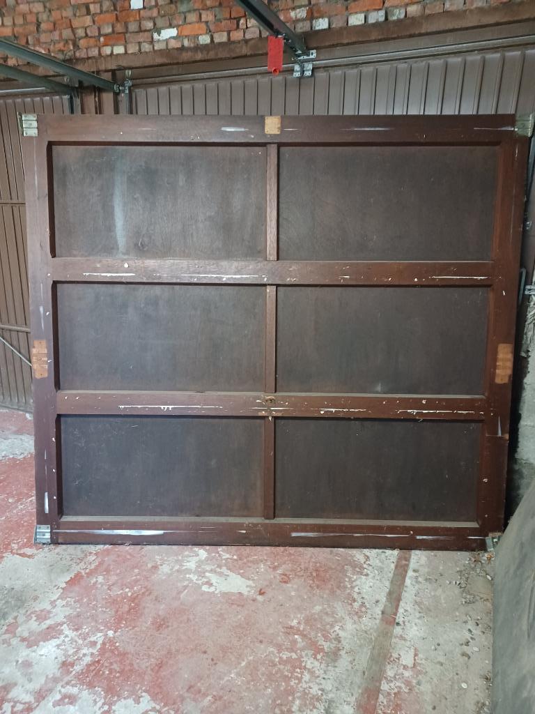 Houten kantelpoort met toebehoren, Ophalen, Gebruikt, 120 cm of meer, Garagedeur