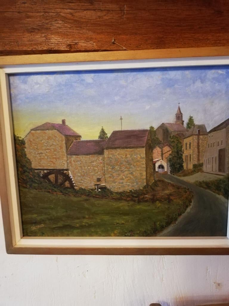 Le moulin à aubes de Oignies-en-Thiérache', Antiquités & Art, Art | Peinture | Classique, Enlèvement ou Envoi