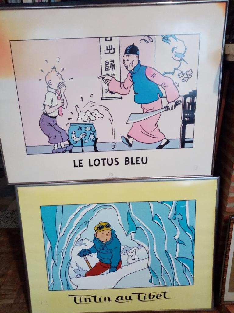 Deux grandes Affiches Tintin éditions Hergé/Hazan 80s(79/59), Publicité, Avec cadre, Rectangulaire horizontal, Enlèvement
